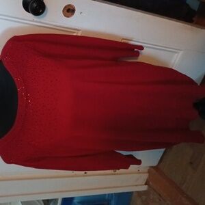 New Cable & Gauge Red Sweater w/ Black Sparkles Size 2X